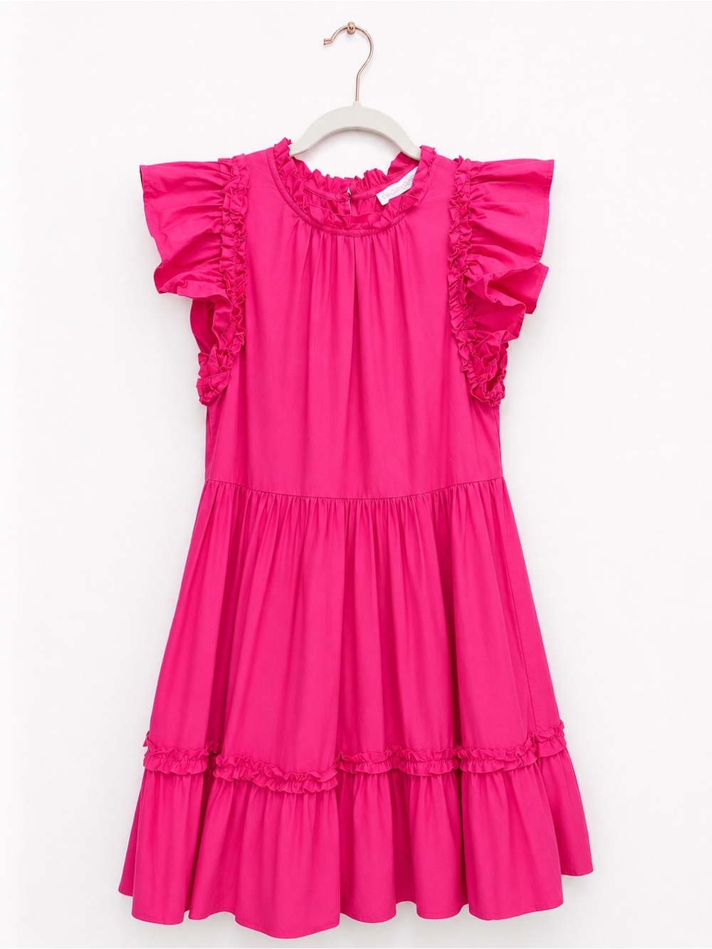 Caroline Constas Hot Pink Ruffle Tiered Mini Dress Size S